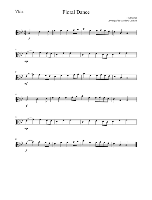 Floral Dance (Arr. Zachary Corbett) - Traditional (Viola Solo)