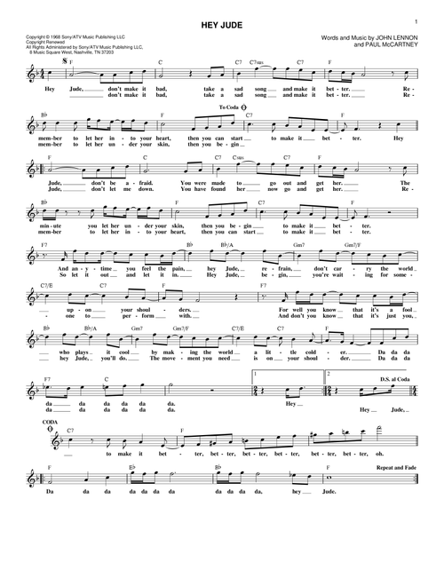 Hey Jude - The Beatles (Lead Sheet - Fake Book)