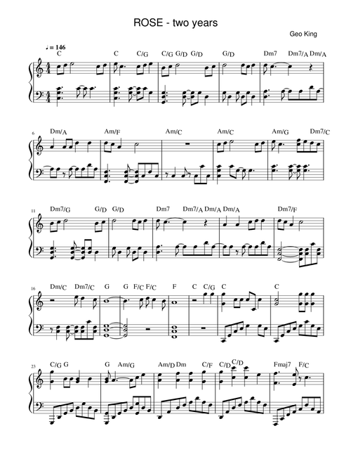 Two Years (Arr. Gregory King) - Rose (Piano Solo)