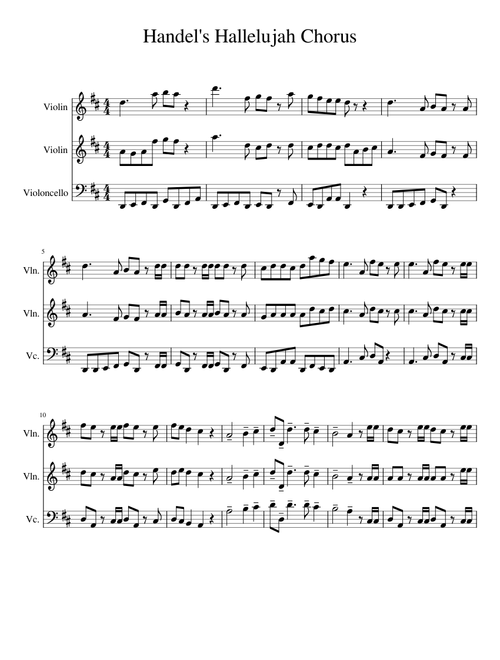 Handel Messiah Hallelujah Chorus - Trio with Violins and Cello