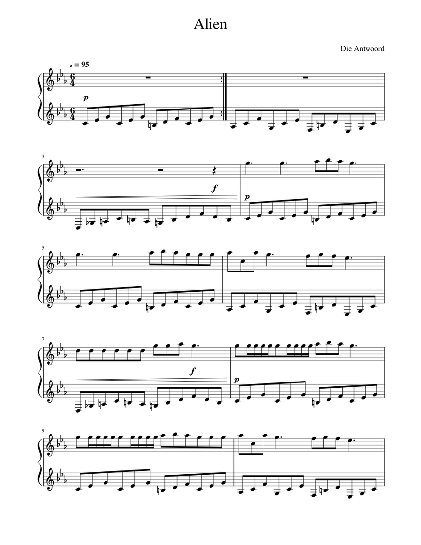 Alien Sheet Music for Piano (Solo) | MuseScore.com