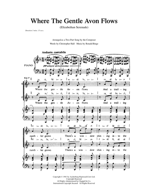 Where The Gentle Avon Flows (Elizabethan Serenade) - Christopher Hall (Choral, 2-Part)