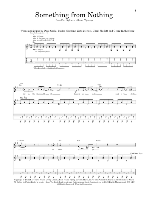 Something From Nothing - Foo Fighters (Guitar Tab)