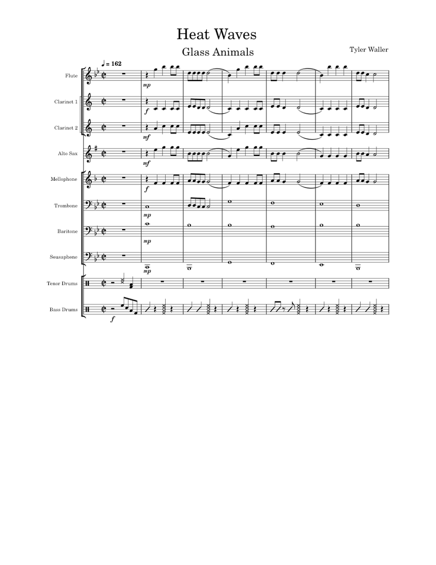 Heat Waves – Glass Animals Sheet Music for Trombone, Flute