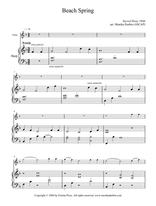 Lord Whose Love in Humble Service (Beach Spring) for Flute and Harp (Arr. Monika Durbin) - Sacred Harp (1844) (Flute Solo)