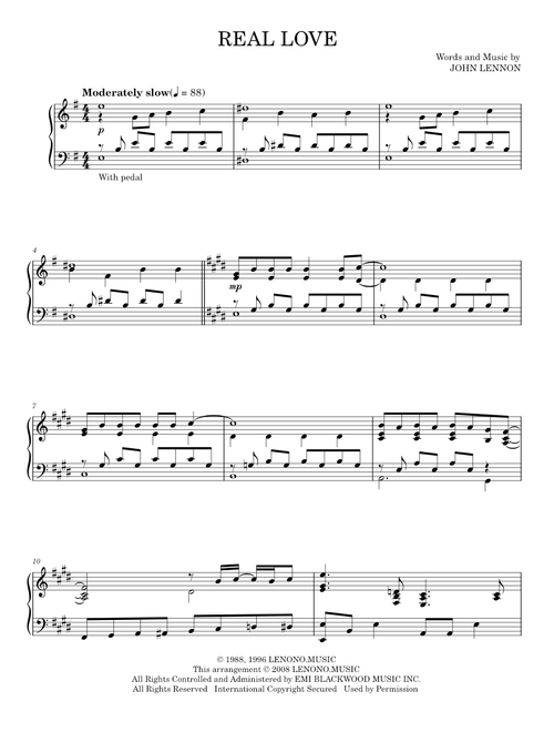 Real Love - John Lennon, The Beatles (Piano Solo)