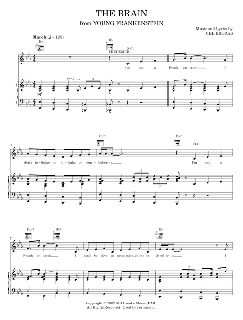 The Brain - Mel Brooks, Young Frankenstein Musical (Piano-Vocal-Guitar)