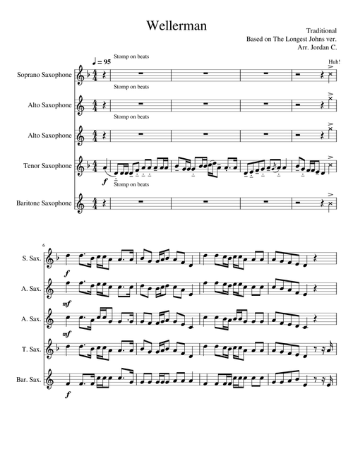 Wellerman - Sax Quintet Arrangement