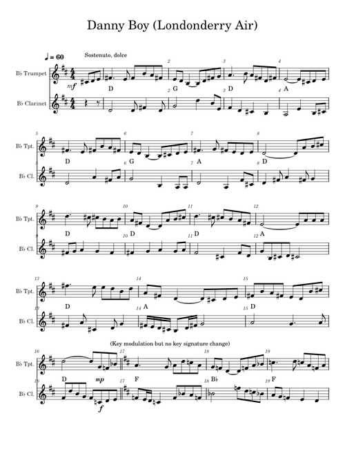 Danny Boy Trumpet-Clarinet duet