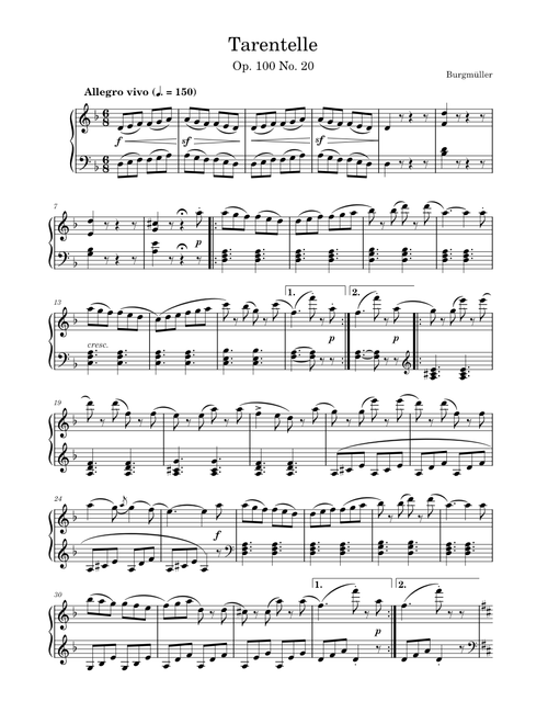 Tarentelle, op.100 no.20 – Friedrich Burgmüller