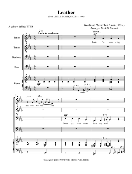 Leather (Arr. Scott S. Stewart) - Tori Amos (Choral, TTBB)