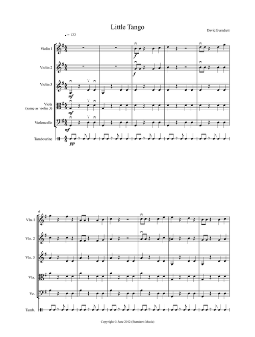 Little Tango for Beginning String Quartet - David Burndrett (String Quartet)
