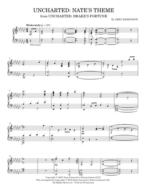 Uncharted: Nate's Theme - Greg Edmonson (Piano Solo)