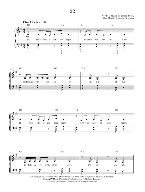 22 - Taylor Swift (Easy Piano)