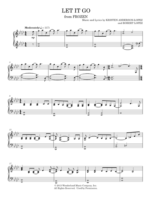 Let It Go (from Frozen) - Idina Menzel (Piano Solo) sheet music arranged by Hal Leonard