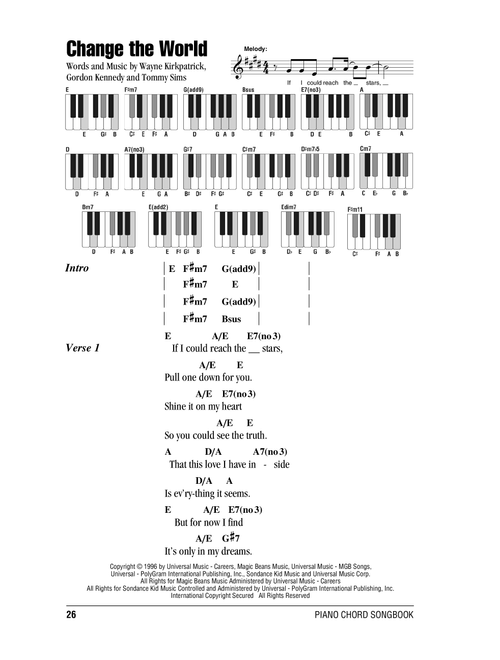 Change The World - Eric Clapton (Piano Chords-Lyrics)