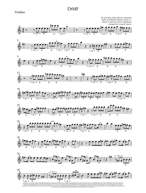 Dtmf (Arr. Leonardo Santoro) - Bad Bunny (Violin Solo)