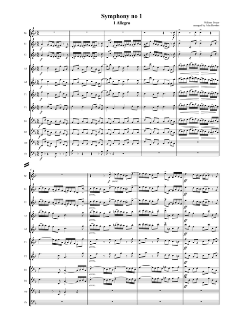 Boyce: Symphony no 1 (Arr. John Hawkes) - William Boyce (Recorder Ensemble)