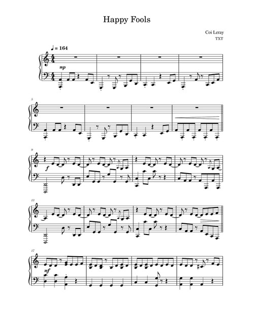 Happy Fools (Feat. Coi Leray) (Arr. Tomorrow X Together) (Piano Solo)
