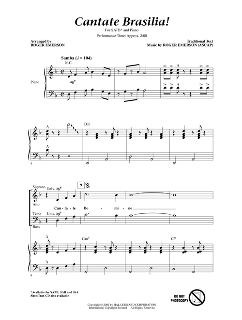 Cantate Brasilia - Roger Emerson (Choral, SATB)
