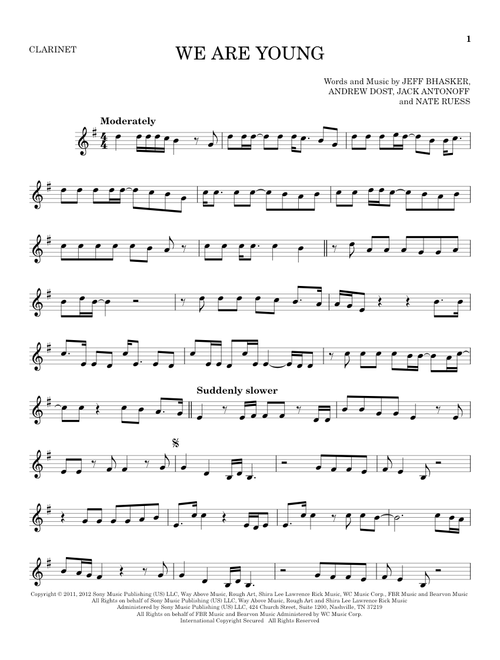We Are Young - fun featuring Janelle Monae (Clarinet Solo)