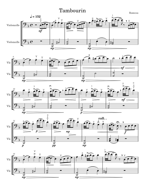 Tambourin – Jean-Philippe Rameau-2 celli
