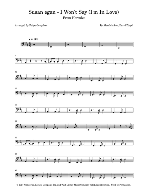 I Won't Say (I'm In Love) (Arr. Felipe Gonçalves) - David Zippel, Alan Menken (Instrumental Solo)