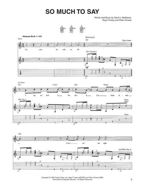 So Much To Say - Dave Matthews Band (Guitar Tab)