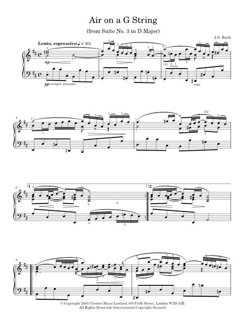 Air on the G string - Johann Sebastian Bach (Piano Solo)
