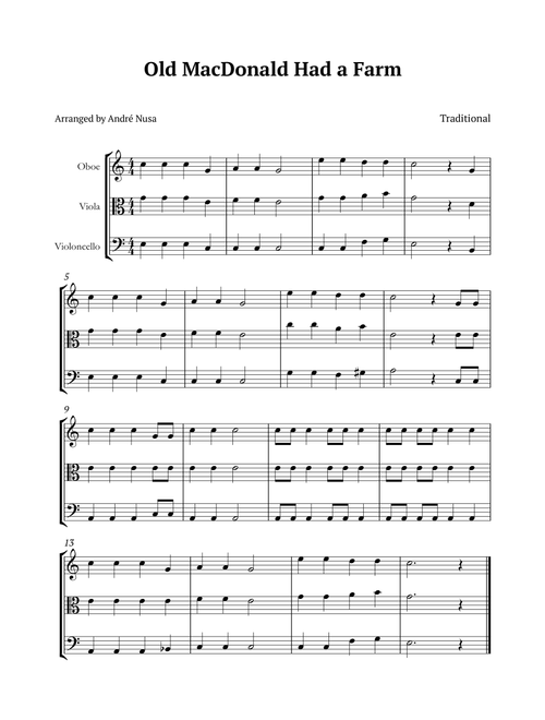 Old MacDonald Had a Farm (Arr. André Nusa) - Traditional (Small Ensemble)