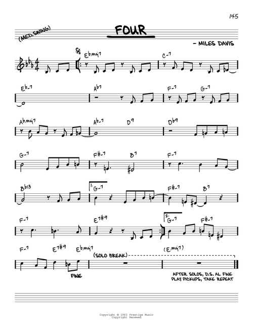 Four [Reharmonized version] (arr. Jack Grassel) - John Coltrane (Real Book - Melody-Chords)