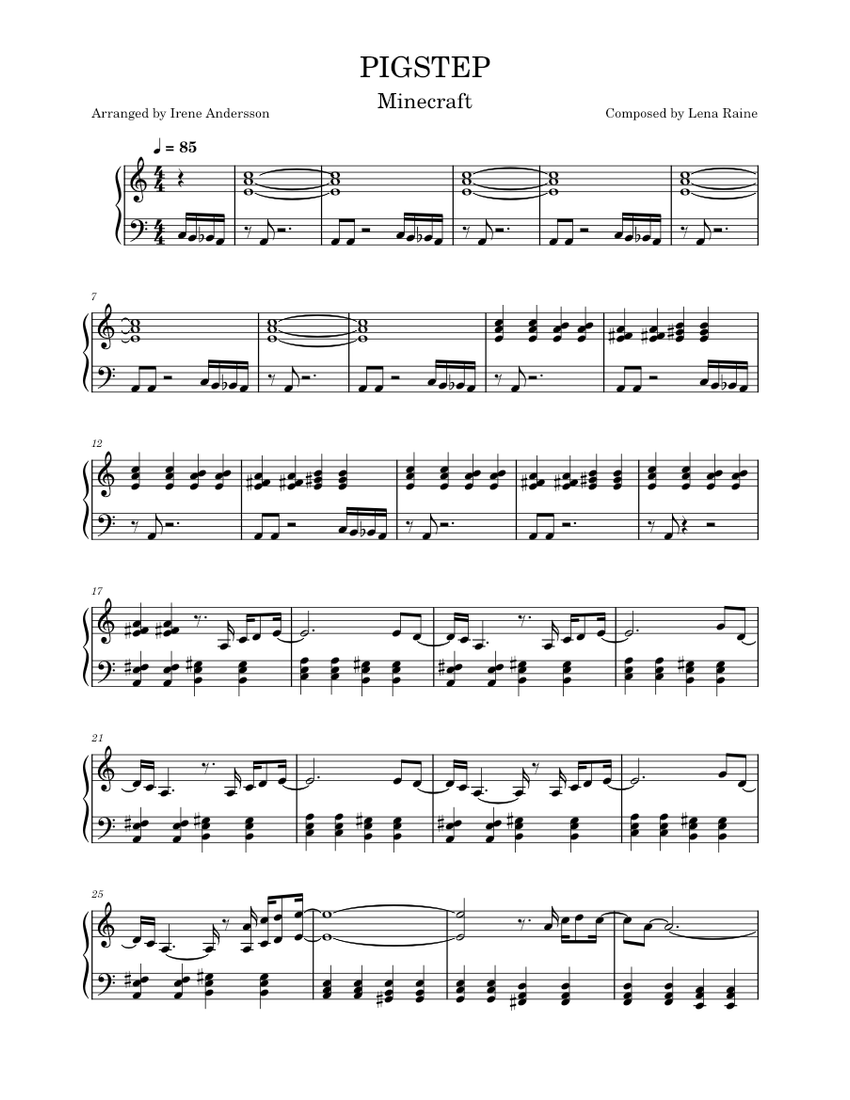 Pigstep Lena Raine Sheet music for Piano (Solo)