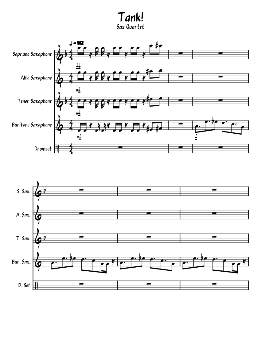 Tank! Sax Quartet Sheet music for Saxophone alto, Saxophone tenor