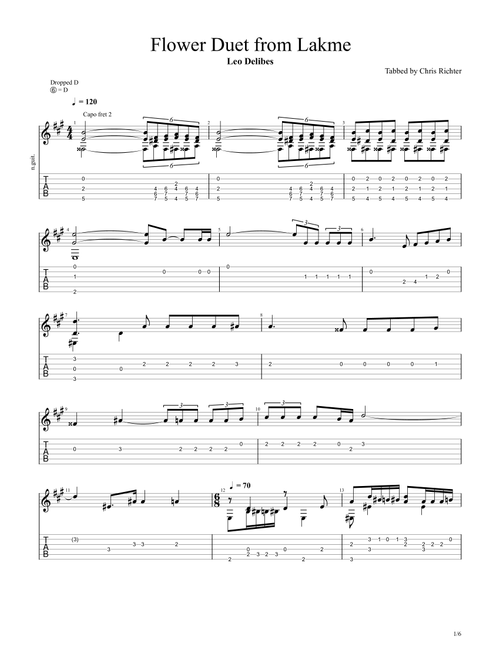 Flower Duet from Lakme (Leo Delibes) (Arr. Chris Richter) (Guitar Tab)