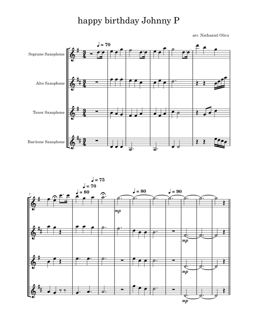 happy birthday sax quartet Sheet music for Saxophone alto, Saxophone