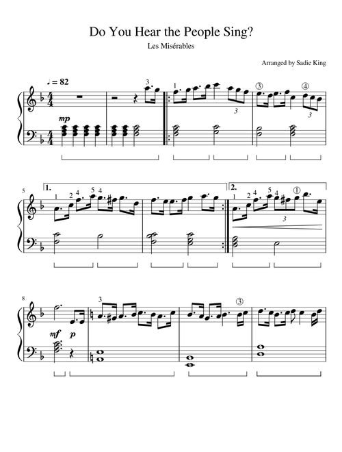 Do you Hear the People Sing - Les Mis - Easy Piano