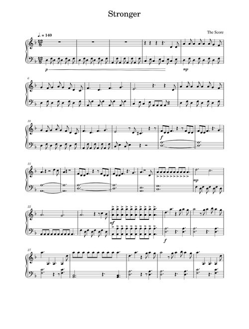 Stronger (Arr. The Score) (Piano Solo)