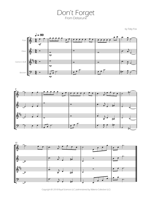 Don't Forget (Arr. Ygor Nunes Silva) - Toby Fox (Woodwind Ensemble)