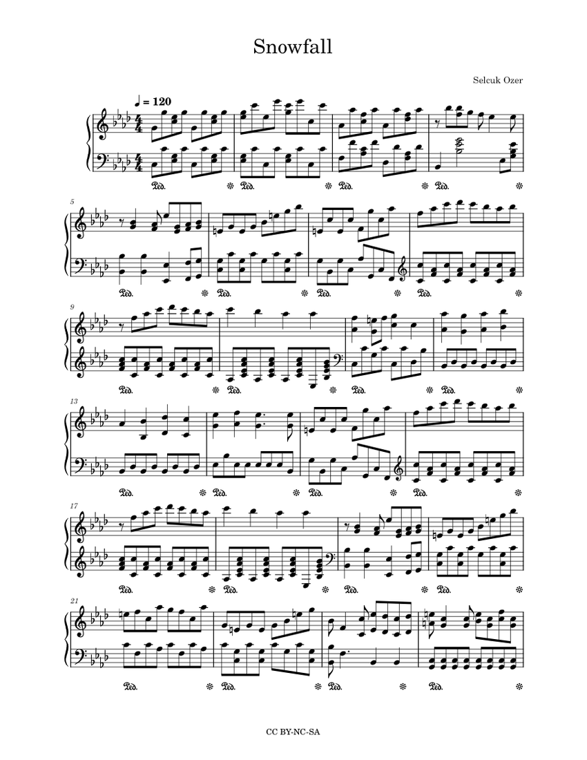 Snowfall Sheet Music For Piano Solo 