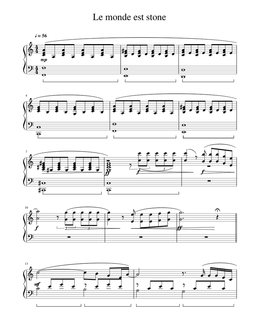 Le monde est stone Sheet music for Piano (Solo)