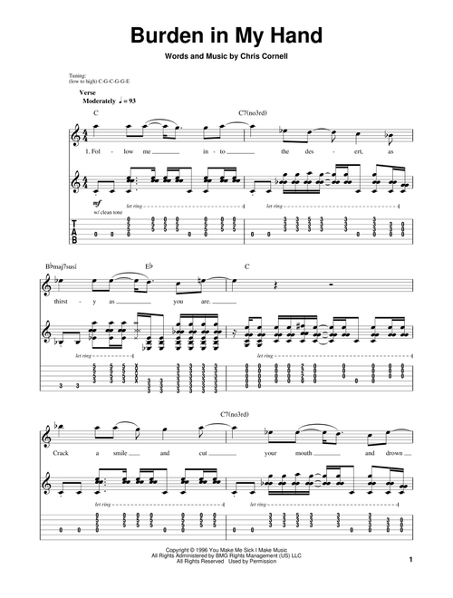 Burden In My Hand - Soundgarden (Guitar Tab Play-Along)