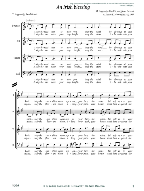 Moore — An Irish blessing (May the road rise to meet you)
