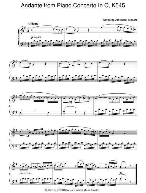 Andante (from Piano Sonata In C, K545) - Wolfgang Amadeus Mozart (Piano Solo)