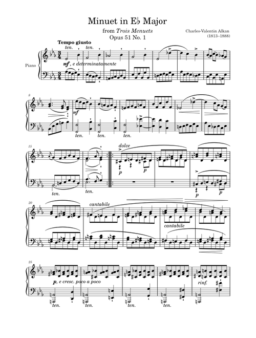 Minuet Opus 51 No. 1 in E♭ Major – Alkan