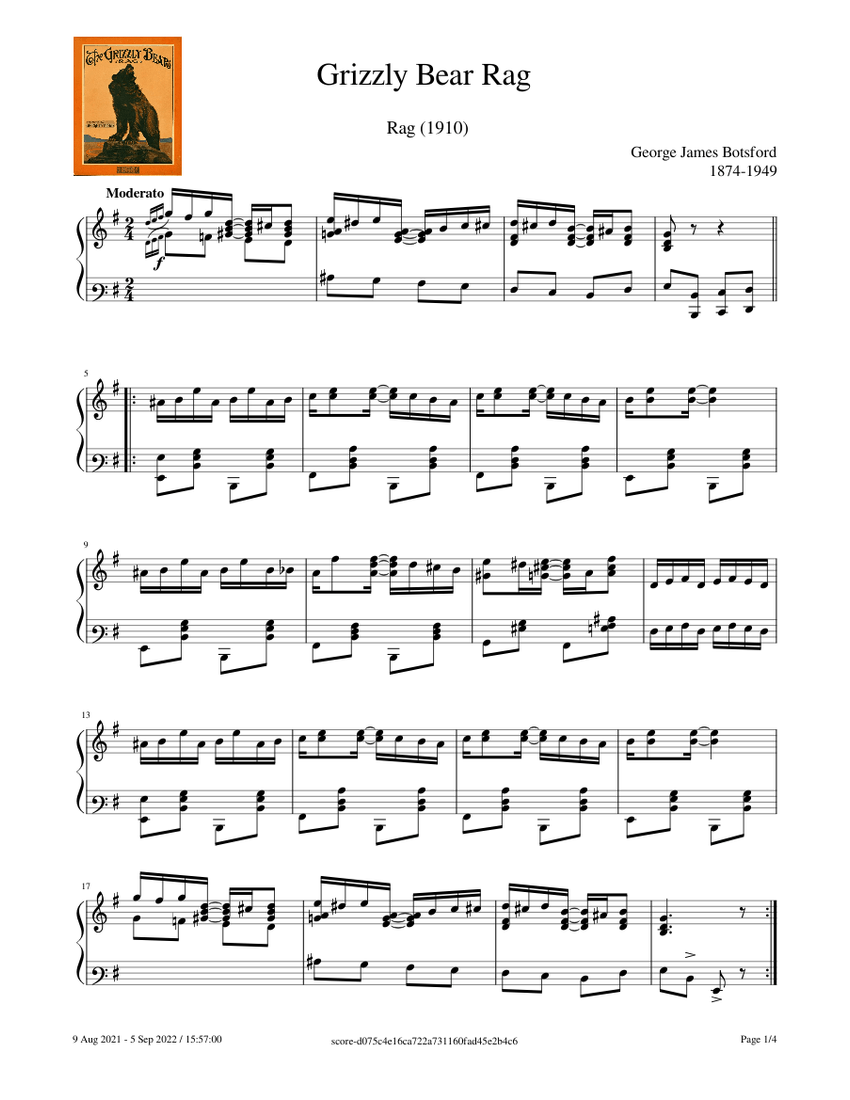 Grizzly Bear Rag James Botsford Sheet music for Piano (Solo