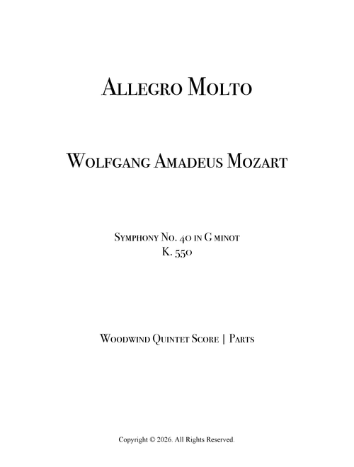 Mozart - Symphony No. 40 - I. Molto Allegro for Woodwind Quintet (Arr. Julio Costa) - Wolfgang Amadeus Mozart (Woodwind Ensemble)