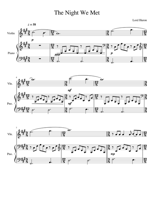 The Night We Met Violin
