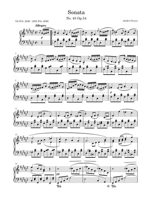 Sonata in F# No.45 Op. 54