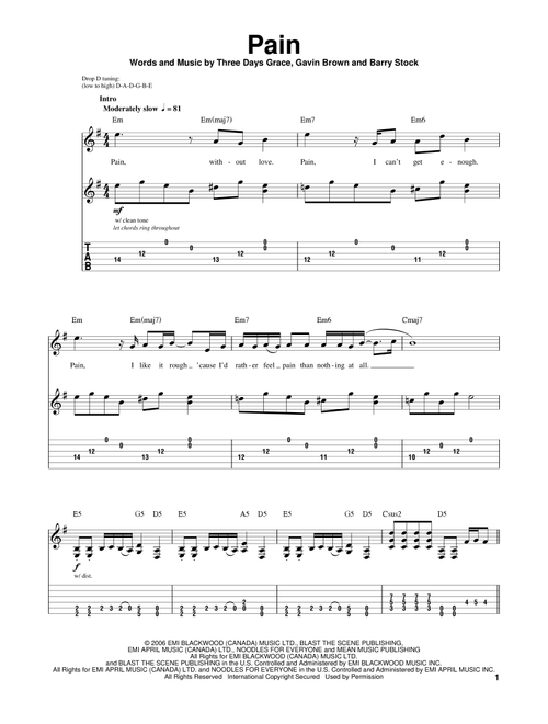Pain - Three Days Grace (Guitar Tab Play-Along)