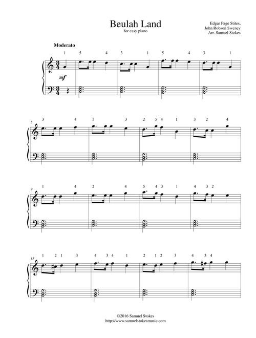 Beulah Land - for easy piano (Arr. Samuel Stokes) - Edgar Page Stites, John Robson Sweney (Easy Piano)